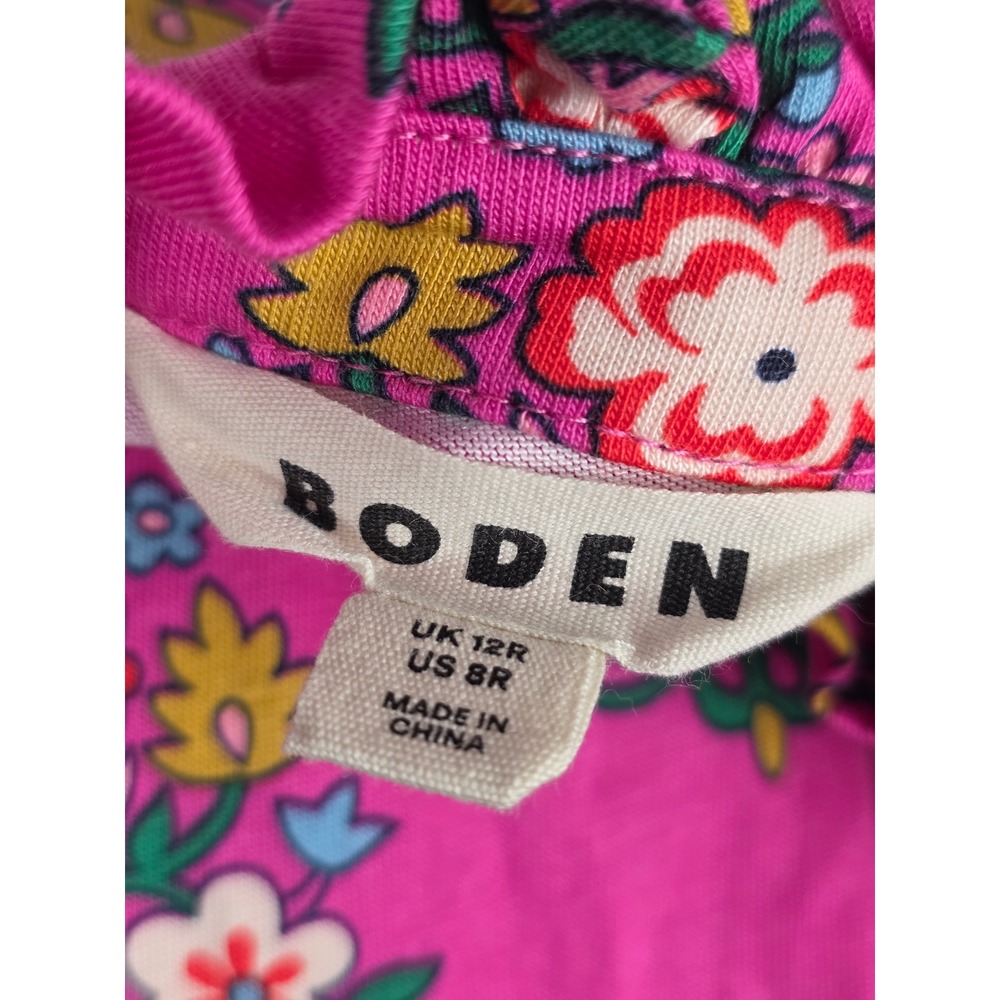 Boden Willow Tiered Jersey Dress Pink Floral Maxi Long Sleeve Modest 8R D1230 - Picture 9 of 10